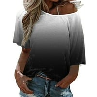 Fattazi bluze za žene Casual Women Boho Lood Top Ljetna bluza Majica One Plus veličine Gradijent ispisane ramena ženska bluza
