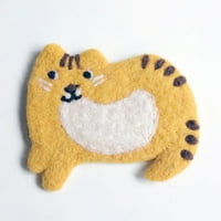 Tkinga modne vunene podmetače - set vune-filcanog mačjeg oblika-podmetači - oblozi za mačke ljubitelje-coaster set-smiješne piće-podmornice - žuti