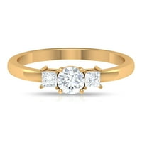 Rosec Jewels CT Okrugli rez Moissine Minimalni prsten, tri kamena moissanitni prsten, moissan prsten