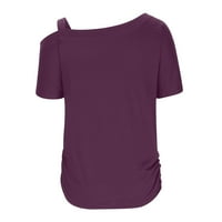 Vrhovi za žene s ramena Ženske kratke rukave od prapne bluza ovratnika nakrivačima Tors T majica Čvrsta
