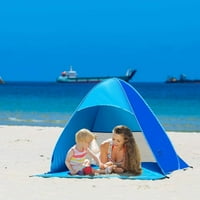 Wehilion Automatski pop up bhadov za sunčanje za sunčanje za 3- osobu, UPF 50+ Vjetrootporna vatranska kabana šator, izvadiv kat sa vratima za plažu, park, kampiranje, plavo