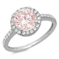 1.85ct okrugli rez ružičasti simulirani dijamant 14k Bijelo zlato Graviranje Izjava bridalne godišnjice