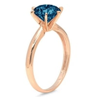 3.0ct okrugli rez prirodni London Blue Topaz 14K Rose Gold Gold Anniverment Ring Veličina 5,75