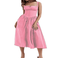 Ženska ljetna midi haljina bez rukava s rukavima s rukavicama dolje Flowy A-line haljina za rezervoar