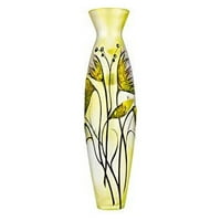 Victoria Bella 20 Dekorativna vaza, cvijet na zelenoj, europskoj staklu s ručnim izravnim uzorkom