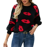 Ženski džemperi prevelizirani jesen i zimski ispis zaljubljenih zaljubljenih džemper za srce okrugli