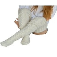 Slušajte Ženske Zimske pletene kabele Duge čarape Čarape Ležerne prilike Ležerne vunene bedro preko