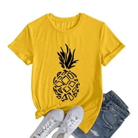 IOPQO Grafičke majice za žene Ležerne prilike za ispis ananasa Torsi okrugli vrat Kratki rukav Tee Tors