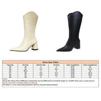 Dame Liminske rezistentne zimske cipele Lagana čvrsta vanjska moda V rezani čizme visoke pete Crna 6.5