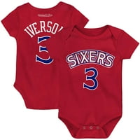 Dojenčad Mitchell & Ness Allen Iverson Red Philadelphia 76ers tvrdo drvo Klasika Ime i broj bodi
