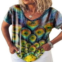 Glonme Womens Block Block Blouse majica kratkih rukava Ležerne prilike za kratke majice Ljeto V izrez