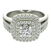 Okrugli rezani oblik jastuka Dvostruki halo Vintage Diamond Wedding Ring Set 0. Carat Ukupna težina