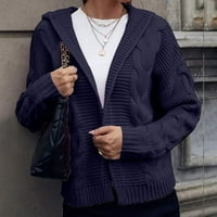 Hanzidakd ženski kardigan džemeseni dugi rukav pamuk čvrsti kardiganski džemperi plavi l
