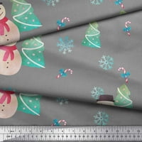 Soimoi sivi poliester Crepe tkanina Snjegović i stablo Božićno štampanje tkanina od dvorišta široko