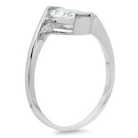 CT sjajan markizni sintetički bijeli safir 14k bijeli zlatni pasijans prsten sz 5.75