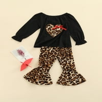 Toddler Baby Girls Valentinovo odijelo dugih rukava Leopard Ljubav srca Košulje za ispis na vrhu