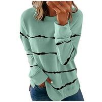 MlQIDK dukseri za žene labave fit modne casual crewneck dugi rukav pulover Stripe Side Split bluza labava
