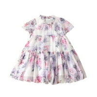 TODDLER Ljetne haljine za djevojke Haljina ljetna kratka rukava modni cvjetni print casual haljina princeza