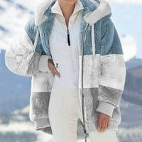 Softmallow zimski plišani kaput za žene u boji blok dugih rukava cardigan casual labav montažna jakna