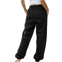 Clearians Loove duksevi Ženske modne ležerne hlače od čvrstih elastičnih struka Duge ravne hlače Black