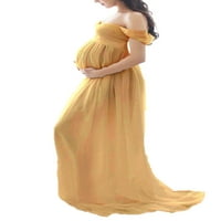 Majčinska haljina za fotografiju s ramena šifon split front maxi trudnoća haljina za fotografije