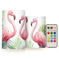 Flamingos i biljke LED Flipkering Flameless Svijeće sa daljinskim upravljačem Realistični 3D Wick Windows Svijeće za slanje za vjenčani stol Darove ukrasa
