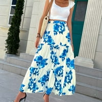 Charella ženski stil ličnosti slatki digitalni tisak velikih cvjetnih suknja modna duga koža plava,