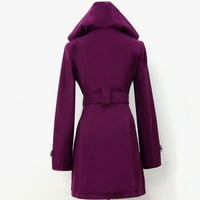 PXiakgy zimski kaputi za žene Ženske mirovne zimske kapuljače duge presjeke kabl dvostruko jakne za žene ljubičasta + xxl
