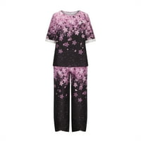 Ženske odjeće Ljetni cvjetni print kratkih rukava udobne hlače salone za žene za žene na klirensu