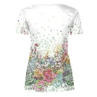 DSHNDF bluze za žene Business Casual tipke V izrez Tunnic Majice Lose Slim Fit kratke majice kratkih