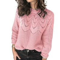Delou žensko ljetno jesen okrugli vrat dugih rukava šuplji pleteni džemper vrh