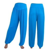 Ženske tajice za nogavice Workout Pant sportske hlače Elastična labava ležerna pamučna mekano joga sportske plesne harem hlače nebesko plavo l