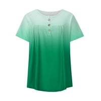 Shpwfbe Bluze za žene Ljetne vrhove Žene plus veličine Gradijent tiskani V izrez kratkih rukava T Dugme