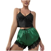 Voncos Sleep odjeće Žene svježi trendovi - Ženska kućanska odjeća Ženske seksi kratke hlače Suspender prsluk kratke hlače čipke Padžama odijelo zeleno l