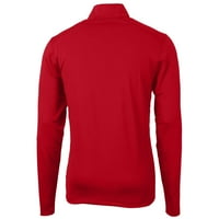 Muški rezač i Buck Red New York Giants Logotip vrline Eco Pique Reciklirani tromjesečja-zip pulover