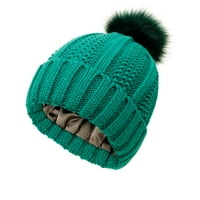 Kape za žene pleteni šešir za žene poklopac sa FAU pletenim zimskim ženskim ženskim kape Pom bejzbol kape zelena + jedna veličina