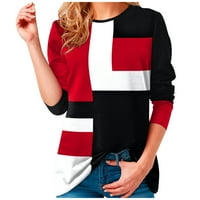 Giligiliso bluze za žene plus veličine Ženski jesenski jesen patchwork ispisani dugi rukav okrugli vrat