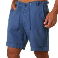 Jiyugala muške kratke hlače modne muškarče pamučne posteljine casual pantalone gumbi trake pojačanih