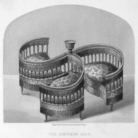 Suparnička stolica. NZa centar za savlačenje, sjedećih si osoba. Čelično graviranje, sredina 19. veka.