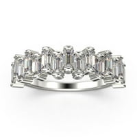 Naizmenični val baguette Diamond Moissinite vjenčani prsten 18k bijelo zlato preko srebra