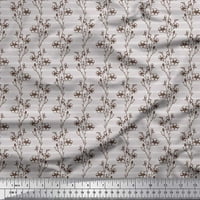 Soimoi Grey Japan Crepe saten tkanine Stripe i cvjetne cvjetne tkanine otisci sa dvorištem širom