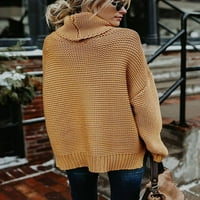 Ženska turtleneck Duks u boji pleteni pulover casual