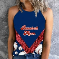 Slatke majice za žene, bejzbol mamine majice za žene, žensko bejzbol srčane tee vrhove bez rukava proljeće
