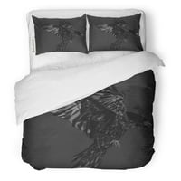Posteljina seta pero garan na tamnoj ptici crnoj stranici Crow dvostruko veličine prekrivača sa jastukom za kućnu posteljinu ukras prostorije