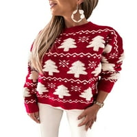 GVMFIVE ženski božićni džemper dugi rukavi pleteni pulover vrh