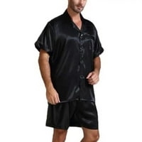 Muškarci Silk Satin Pajamas Postavite majicu s kratkim rukavima Shorts Noćna odjeća za spavanje