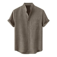 Muška ljetna casual top košulja Solid gumb Kratki rukav Top košulja Labavi džepna postolja košulja košulje