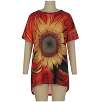 Lovskoo majice kratkih rukava za žene Trendi ljetni vrhovi cvjetni tiskani casual okrugli vrat dame