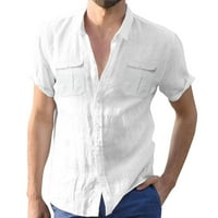 Ljetni trendi čišćenje muške majice muške ljetne boje pune boje pamučna posteljina kratka rukava majica