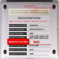 Poklopac kućišta tvrdog školjke Kompatibilan je s MacBook PRO S s XDR ekran tipa C kablske kravata Model: A & A